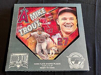 #ad Mike Trout RARE Home Plate Wood Plaque Anaheim Angels 11.5 x 11.5quot; Wall NEW $199.00