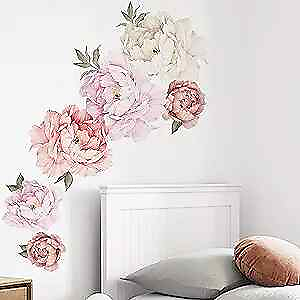 #ad Watercolor Peony Flowers Wall Decals Floral Wall Stickers for Living Room $20.21
