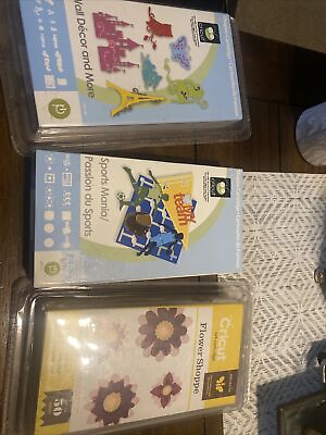 #ad Cricut Lot Of 3 Wall Decor Sports Mania Flower Shoppe Use With All Machines $32.00
