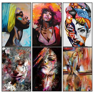 #ad Modern Abstract Wall Art Canvas Print Painting African Women Posters and Prints $18.79