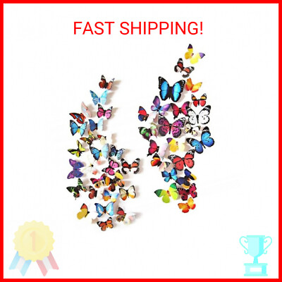 #ad 80 PCS Butterfly Wall Decals 3D Butterfly Wall Decor Stickers for Home Wall Dec $8.99