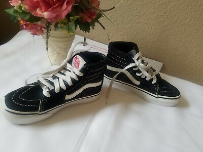 Vans Off The Wall Kids Sneakers Zip High Tops Black White Boys Girls Youth 12 $16.00