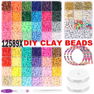 #ad #ad 12589X Clay Beads Bracelet Making 48 Colors Crafts DIY Spacer Beads for Jewelry $27.69