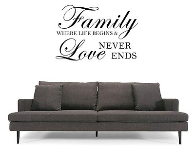 #ad FAMILY LIFE BEGINS LOVE Words Wall Decal Lettering Decor Quote Sticker $123.85