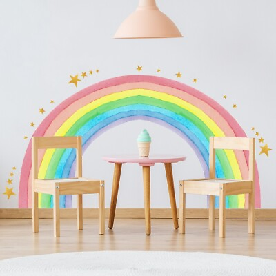 #ad #ad Rainbow Wall Art Decal Wall Sticker DIY Mural Decals Background Decoration $9.99