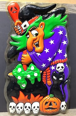 #ad VACUFORM Halloween 3D Witch amp; Skulls Wall Hanger Decoration 45cm Plastic Sign AU $54.95