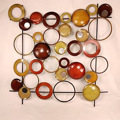 #ad #ad Modern Art Decor Wall Hanging Gloss Painted Metal Mirror Vintage Circles Rings $29.99
