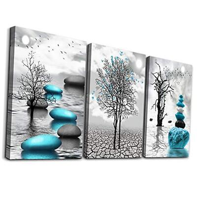 #ad Canvas Wall Art for Living Room Wall Decor 12x16inches*3pcs Blue Stone Pictures $43.30