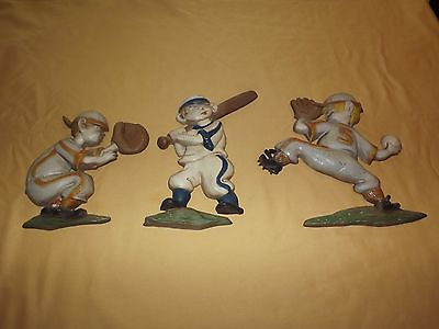 #ad #ad VINTAGE 1970 SEXTON 3 PC METAL CHILDREN BASEBALL PLAYERS WALL DECORATIONS $209.99