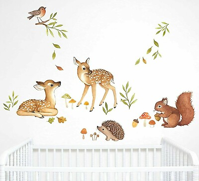 #ad 28pc Woodland Animal Wall Stickers Decal Baby Nursery Room Decoration Gift Idea $16.95