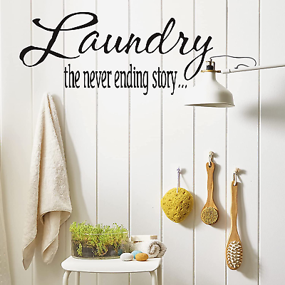 #ad Laundry Signs Laundry the Never Ending Story for Laundry Room Decor Wall Sticker $11.18