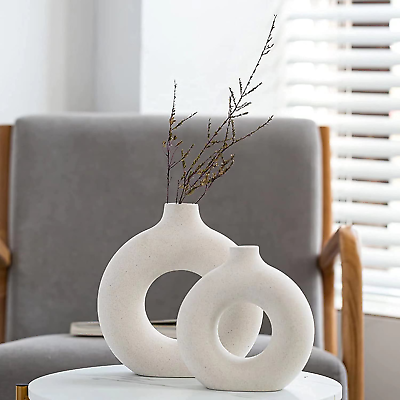 #ad Ceramic Vases Set of 2Modern Vases for Home Decor White Boho Vases for Living $27.57