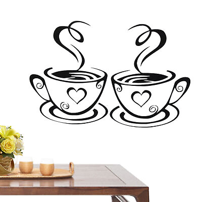 #ad 4pcs Trendy Coffee Cups Cafe Tea Wall Sticker Art Vinyl Decal for Kitchen Decor $8.27