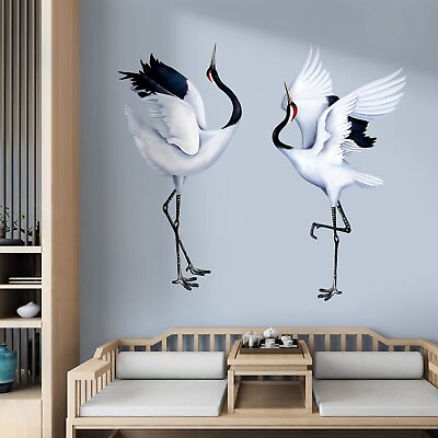 #ad White Crane Wall Stickers Flying Crane Birds Wall Decals Bedroom Living Room ... $23.73