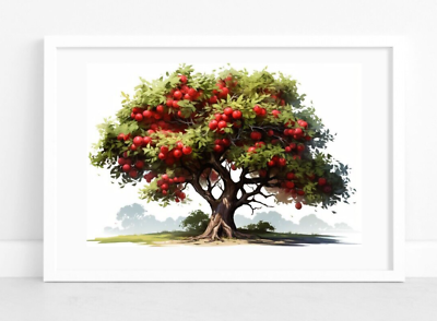 #ad Apple Tree Wall Art Print Apple Tree Art Print Fruit Kitchen Decor Wall Art $9.99