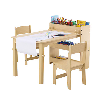 #ad VEVOR Kids Art Table and 2 Chairs Toddler Craft and Play Table with A Cabinet $112.99
