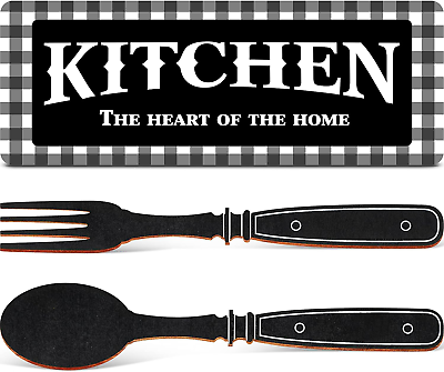 #ad Kitchen Sign Set Kitchen Wall Decor The Heart of The Home Sign Wood Rustic Buffa $16.83