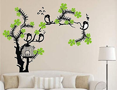 #ad locket Stylish Tree And Flowers Wall Sticker Multicolor For Bed Room $17.31