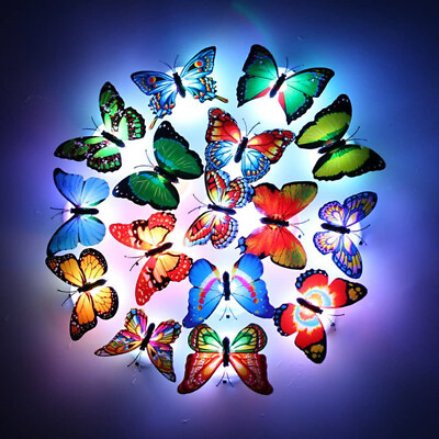 12X 3D Butterfly LED Wall Stickers Glowing Night Light DIY Bedroom Home Decor US $7.69