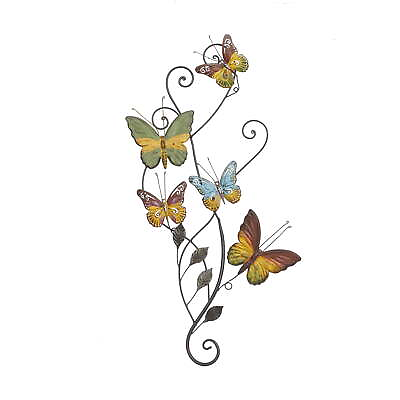 #ad Multi Colored Metal Indoor Outdoor Butterfly Wall Decor with Scroll Details $26.05