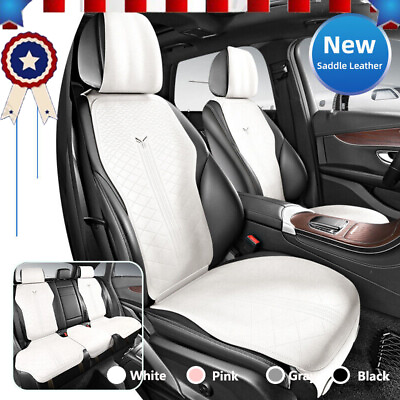 #ad For Pontiac Saddle Leather Car Seat Cover Cushions Full Set 2pc Front Rear Decor $109.93