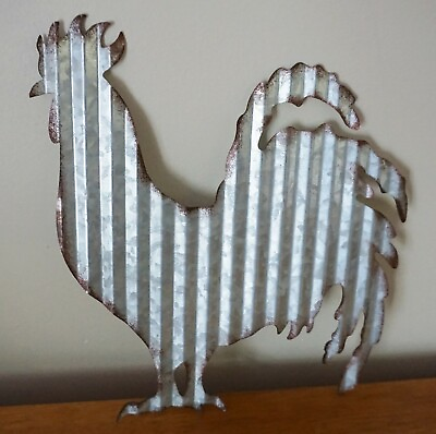 ROOSTER CHICKEN METAL SCULPTURE SIGN Rustic Country Primitive Kitchen Home Decor $12.95
