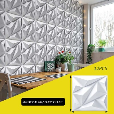 #ad #ad 12pcs 30x30cm 3D Wall Stickers 3D Wall Panels Waterproof Decoration 3D Wallpaper $30.00