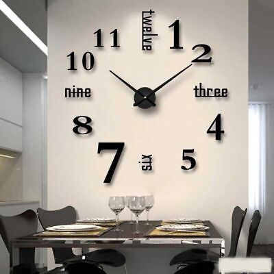 #ad 3D Mirror Wall Stickers DIY Wall Clocks Removable Art Decal Sticker Home Decor $5.31