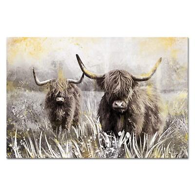 #ad #ad Highland Cow Picture Wall Decor Canvas Art Texas Longhorn Cattle Artwork Farmhou $80.63