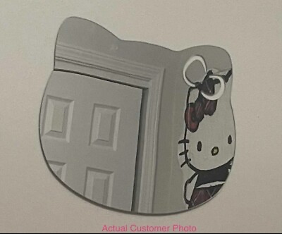 #ad NEW 12” x 10” Silver Hello Kitty Face Shaped Mirror Wall Decor Acrylic Sticker $22.99