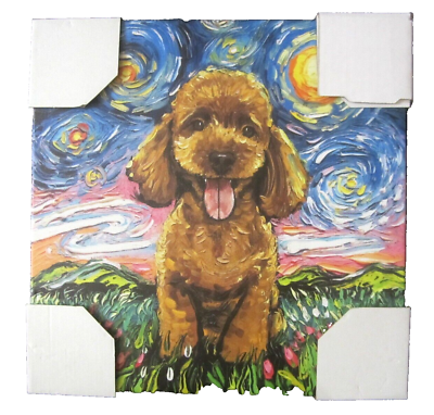 #ad Poodle Apricot Van Gogh Starry Night Stretched Canvas Wall Art Print NEW $41.31