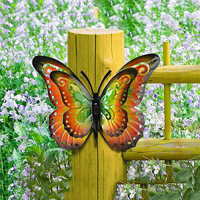 #ad Indoor Outdoor Iron Art Metal Butterfly Ornament Garden Craft Wall Hanging USA $26.99