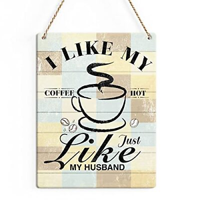 #ad Rustic Kitchen Coffee Wood Decor Sign I My Coffee Hot Printed Wood Sign Wall ... $11.88
