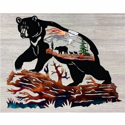 #ad Hanging Wall Art Decor Metal Home Decoration Forest Mountain Bear Indoor Outdoor $19.76