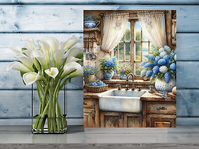 #ad 11x14 Blue Floral Country Kitchen Canvas Print Wall Art $25.48