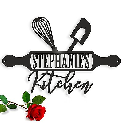 #ad Personalized Kitchen Name Sign Plaque Metal Wall Art Mother Gift Mom#x27;s Kitchen $64.00