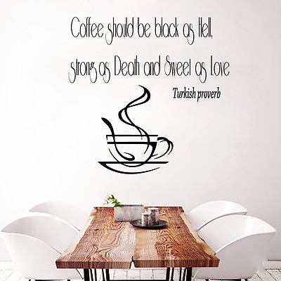 #ad Wall Decal Quote Vinyl Sticker Turkish Proverb Coffee Cup Kitchen Decor Art m659 $25.55