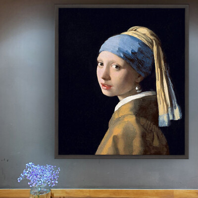 Girl With a Pearl Earring 100% Handmade Modern Abstract for Living Room Oil $99.90