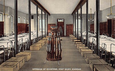 #ad Interior of Quarters Fort Riley Kansas U.S. Army World War I Postcard $12.00