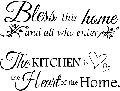 #ad 2 Sheets Bless This Home Kitchen Wall Decor Decals the Kitchen Quote and Wall St $8.99