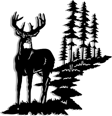#ad Metal Deer Wall Art Forest Deer Wall Decor Metal Tree Deer Wall Art Decor Black $23.52