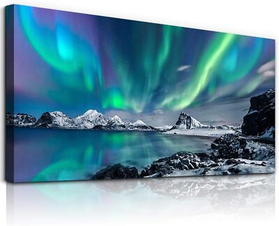 #ad #ad Wall Decor For Living Room Canvas Wall Art For Bedroom Blue Aurora Scenery $99.99