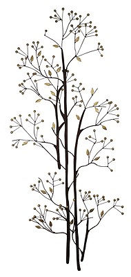 #ad Tall 61quot; Brown Gold Leaf Branch Wall Art Metal Berry Open $233.00