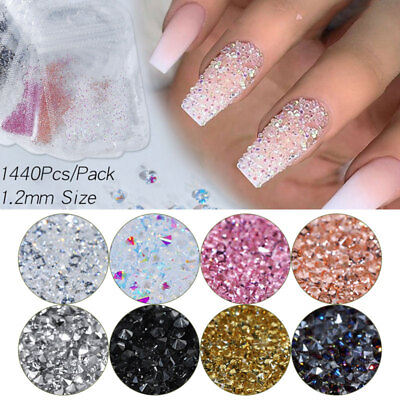 #ad 1440pcs Crystal AB Rhinestones FlatBack Glitter Diamond Gems 3D Nail Art Decor $2.27