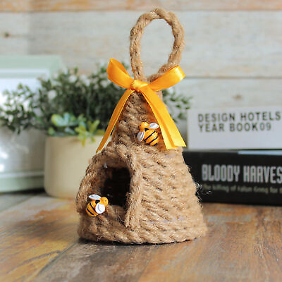 #ad Handmade Jute Sunflower Beehive Decor For Bookshelf Farmhouse Country Kitchen $14.53