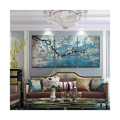 #ad Extra Large Wall Art for Living Room 100% Hand Painted Framed Decorative Flor... $204.94