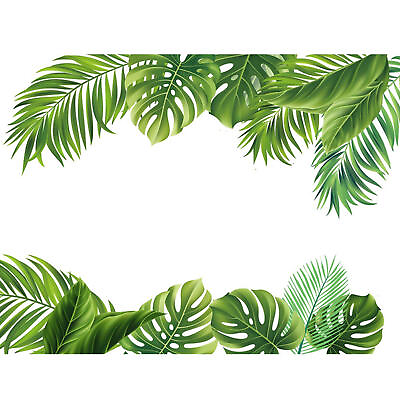 #ad #ad 2Pcs Palm Leaves Wall Decal Tropical Green Plants Wall Stickers Vinyl Decal DIY $11.87