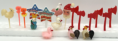 #ad Vintage Assorted Lot of Cake Cupcake Decor Picks Lot of 18 Pieces Box #3 $19.99