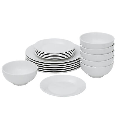 18 Piece Dinnerware Set Round Dinner Plates Dish Service For 6 White $39.58