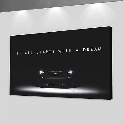 #ad Ford Mustang Dream Big Canvas Print Garage Car Art Motivational Wall Office $399.95